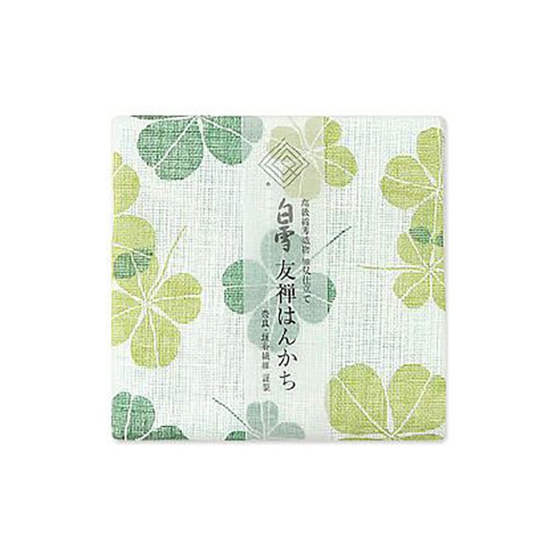 Kyoyuzen dyed handkerchief/four-leaf clover - ผ้าเช็ดหน้า - ผ้าฝ้าย/ผ้าลินิน สีเขียว