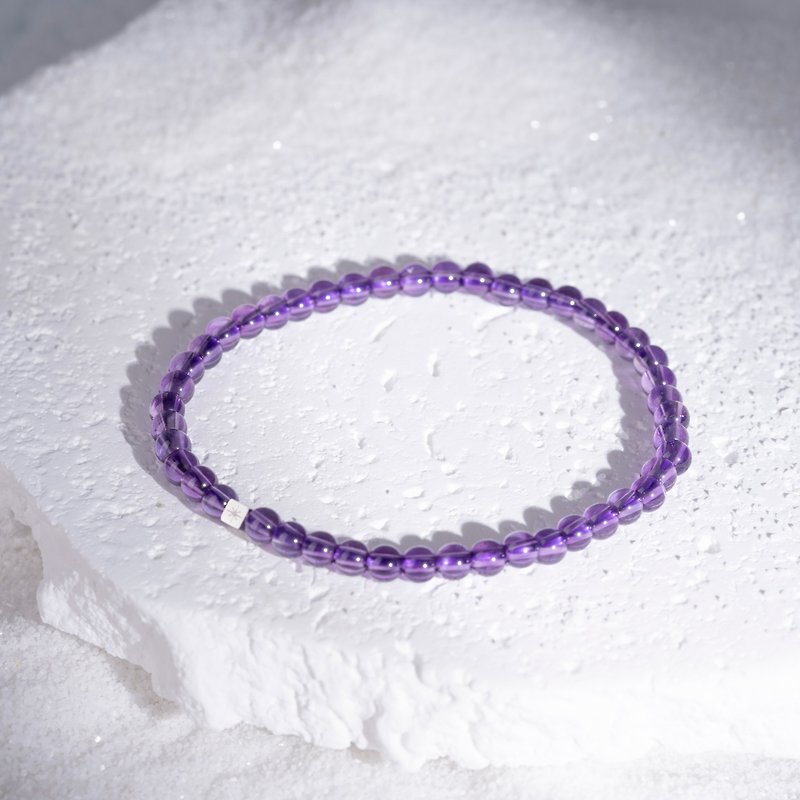 紫水晶 | 天然能量手串 | 4-5mm - 手鍊/手環 - 水晶 紫色