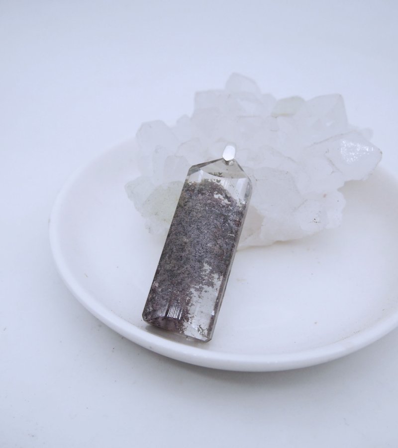 香榭大道綠幽靈水晶(附皮繩) - 項鍊 - 水晶 銀色