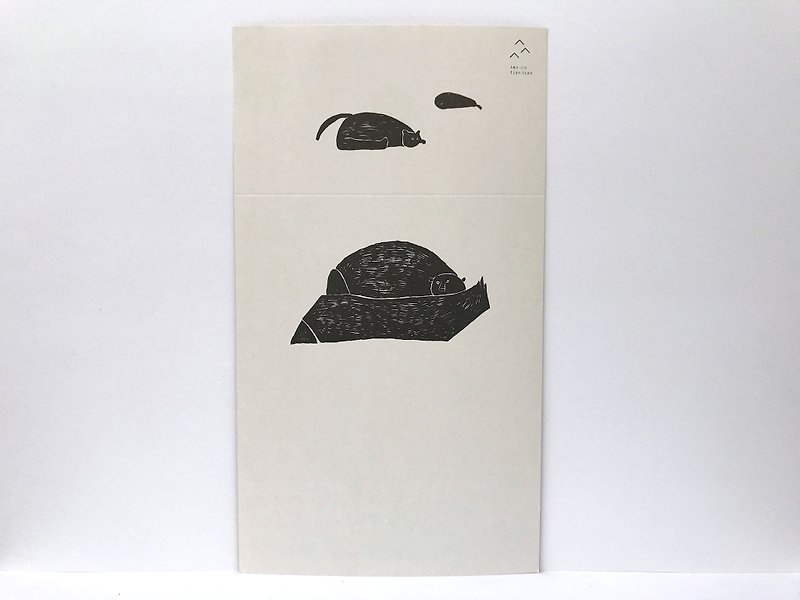 Sleeping bear. This is a card/3 cards - การ์ด/โปสการ์ด - กระดาษ สีดำ