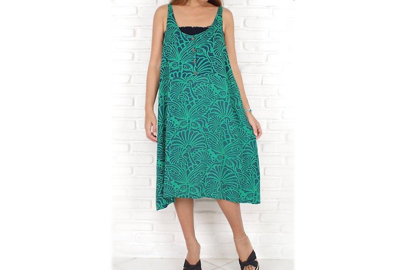 大人可愛いオリエンタルフラワードレス＜グリーン＞ - 洋裝/連身裙 - 其他材質 綠色