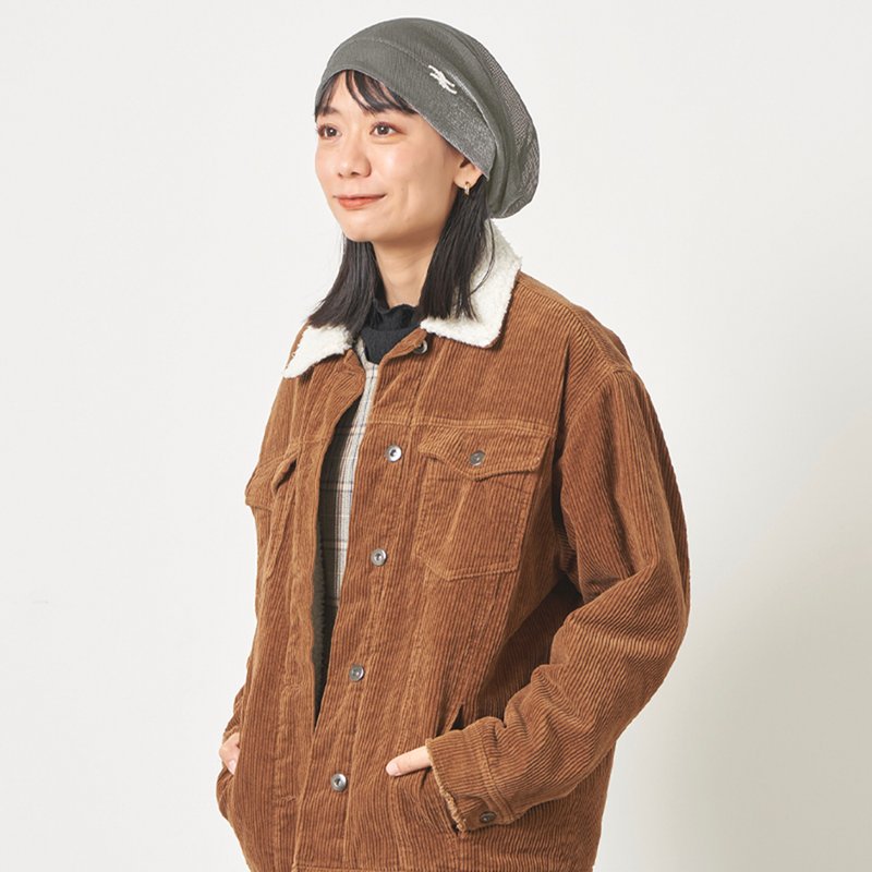 CHARM ブローチ メッシュ ギャザー ターバンワッチ - 帽子 - 聚酯纖維 灰色