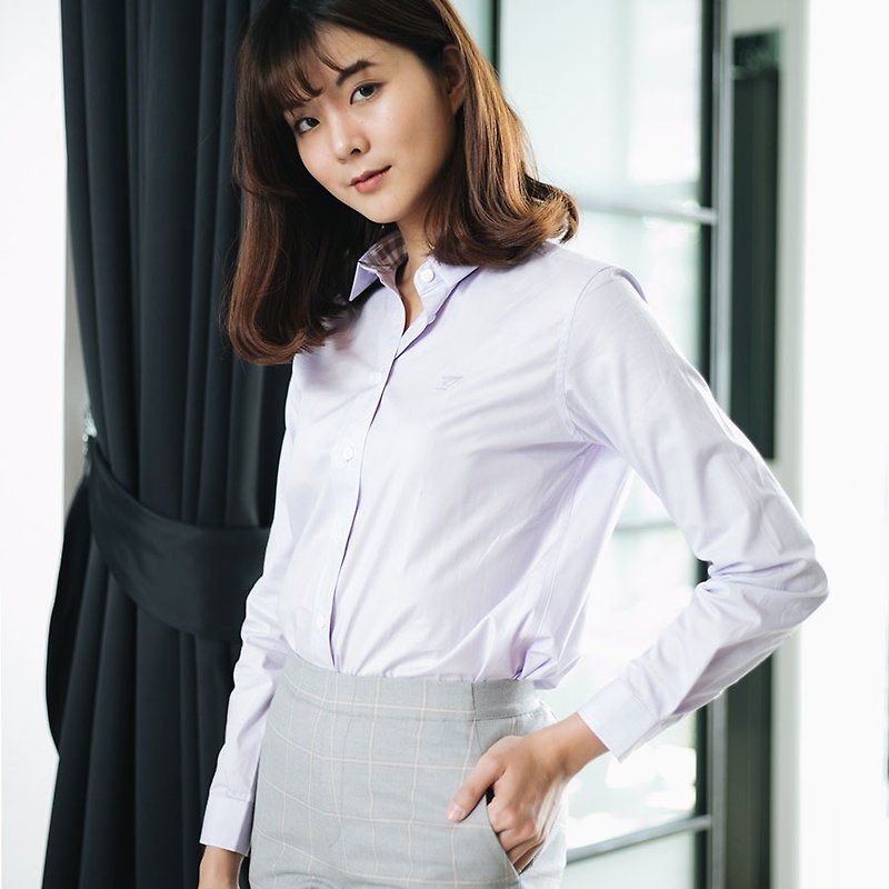 (SIZE M) PREMIUM // purple  // women long sleeves - 恤衫 - 棉．麻 紫色