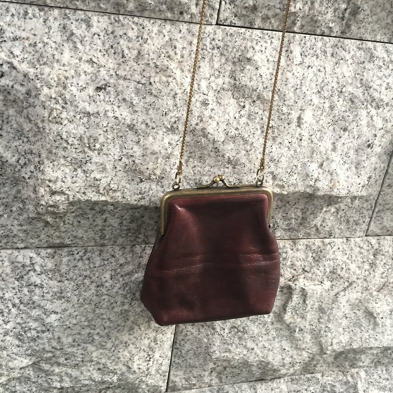 Sienna leather carry a small mouth gold - Coin Purses - Genuine Leather Brown