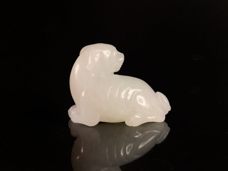 19世紀  白玉犬 - 擺飾/家飾品 - 玉石 