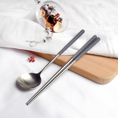 台箸Kuaizh 【虎哩幸福】創意六角好筷匙餐具組1組入-蒼穹灰