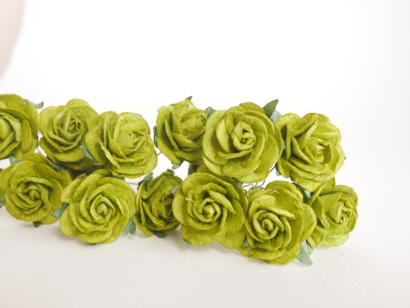 Paper flowers, centerpieces, DIY supplies, 50 pieces size 2.5 cm., green color. - 其他 - 紙 綠色