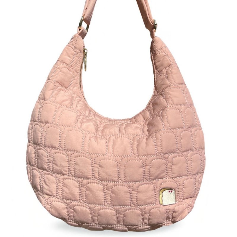 Tasty Toastys pink croissant-shaped quilted cross-body bag - กระเป๋าแมสเซนเจอร์ - วัสดุกันนำ้ 