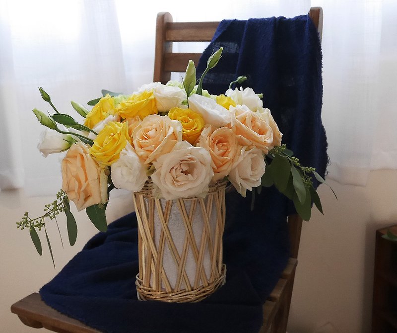 Natural Fresh Breeze Korean Handmade Flower Basket Opening Ceremony - Round - ตกแต่งต้นไม้ - พืช/ดอกไม้ 