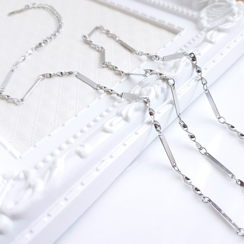 Stainless steel chain (W)2.0mm (L)50-85cm - Long Necklaces - Stainless Steel Silver