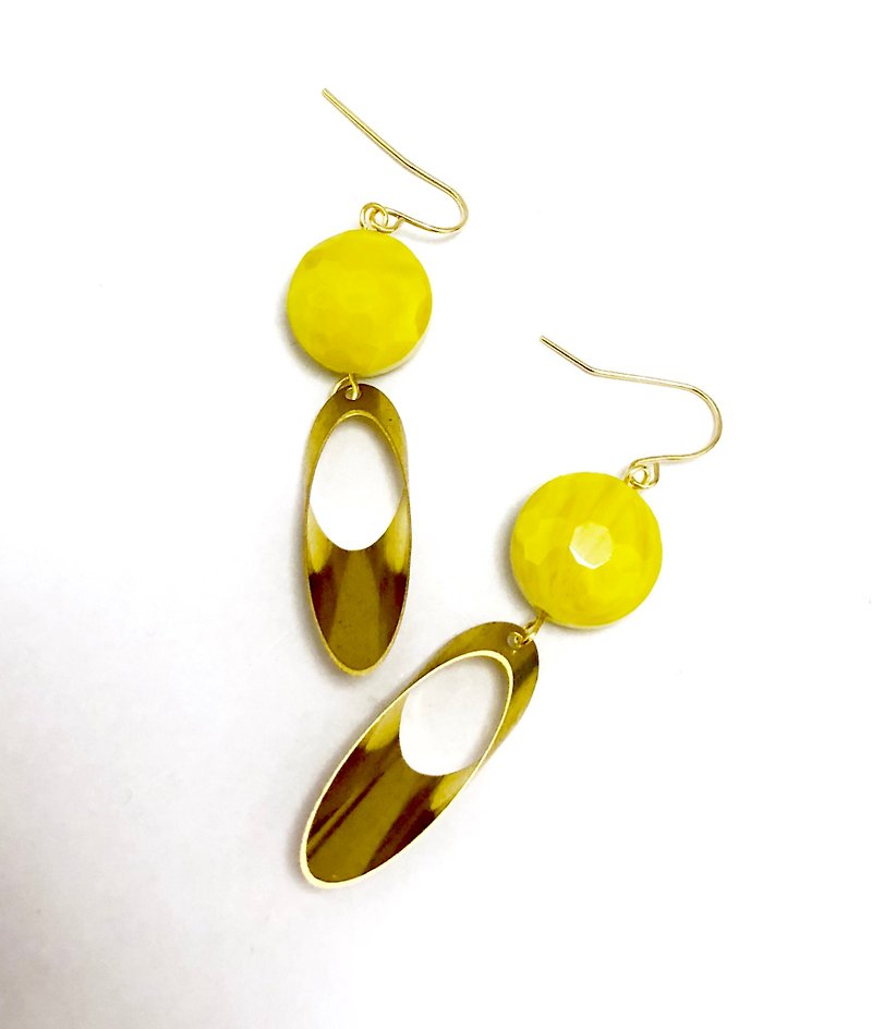 閃耀光芒耳環系列 - 耳環/耳夾 - 其他材質 黃色