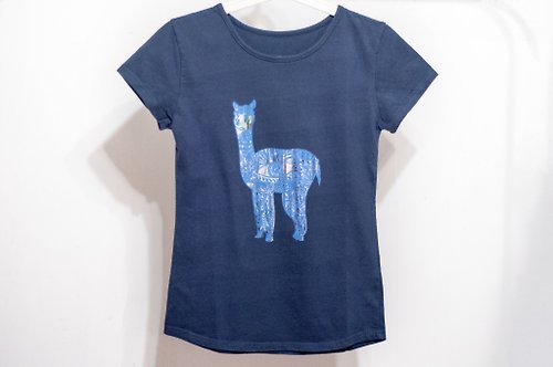 omhandmade 女裝 夏裝手感上衣 設計感上衣 棉質T-shirt-南美洲插畫祕魯羊駝