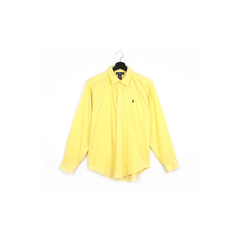 Back to Green :: Corduroy bright yellow polo / / men and women can wear / / vintage Shirts - Men's Shirts - Other Materials 