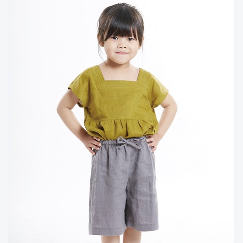 P0020 girls drawstring shorts Culottes - Yuanqing - Other - Cotton & Hemp Gray