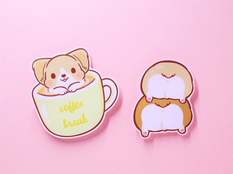 Keji / Coffee Break / Ass Jenga / Shiny Big Sticker - Stickers - Paper Pink