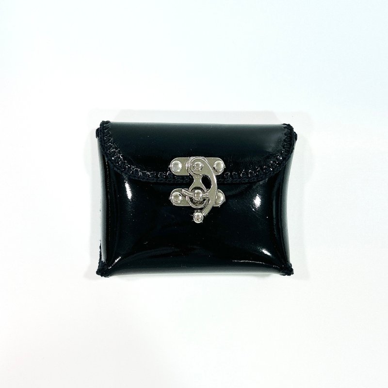 wallet - enamel black leather - 錢包/皮夾/長短夾 - 其他材質 黑色