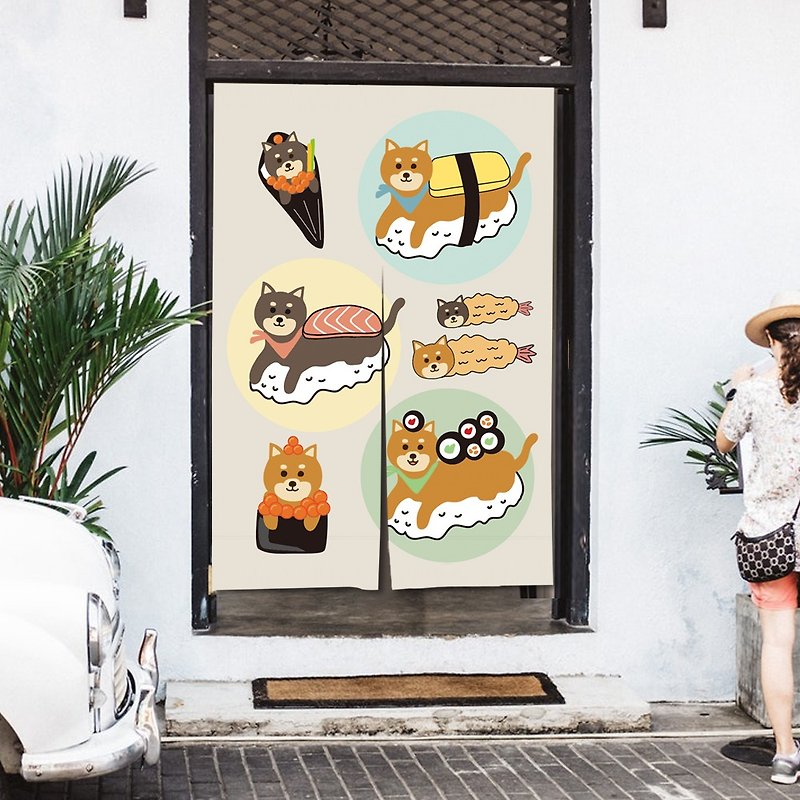 Shiba Inu door curtain - Doorway Curtains & Door Signs - Cotton & Hemp Multicolor