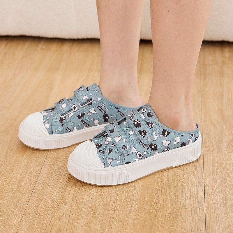 Paidal x Bad Badtz-maru XO & Hana Maru Full Print Platform Casual Canvas Mules - Grey Blue - Women's Casual Shoes - Cotton & Hemp Blue
