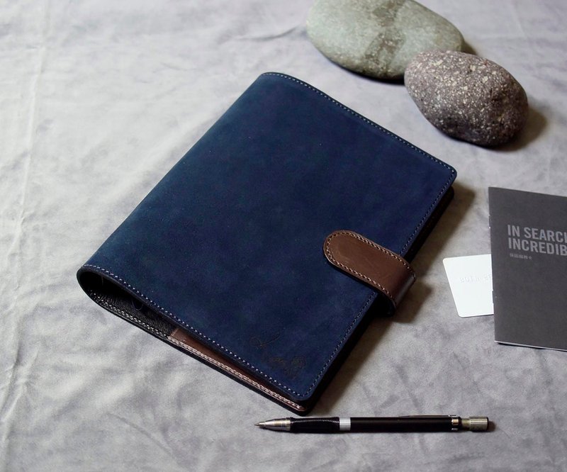 A5 genuine leather loose-leaf notebook, fine version with magnetic buckle // 2024 handbook/notebook - Notebooks & Journals - Genuine Leather 