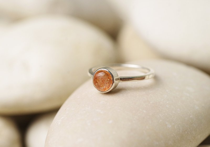 Sunstone Ring - Gemstone Ring - แหวนทั่วไป - เงินแท้ สีส้ม