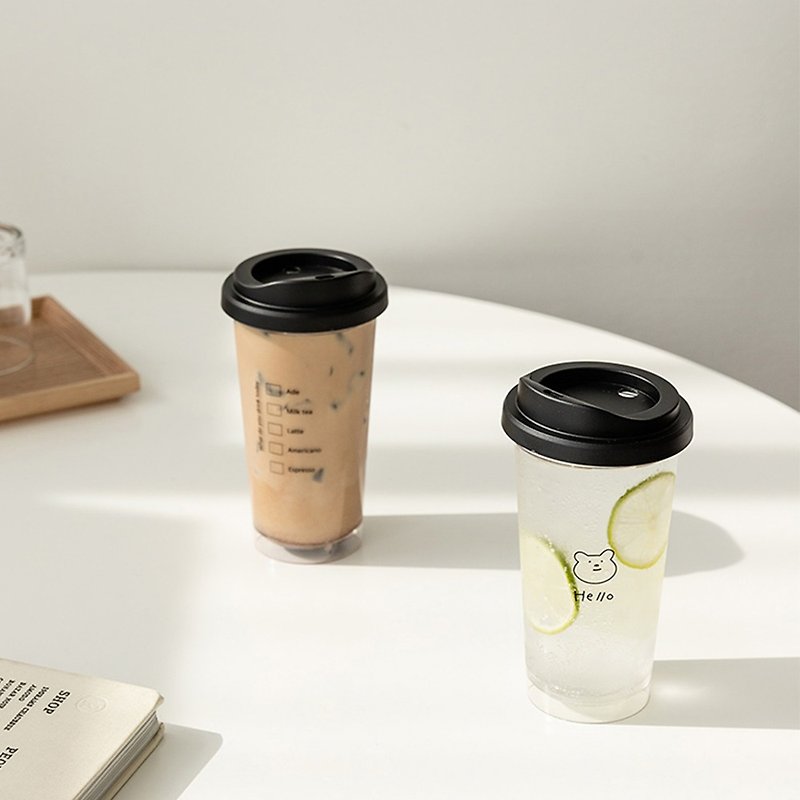 South Korea SSUEIM Tritan minimalist ins transparent cold drink cup / accompanying cup 473ml two optional - แก้ว - วัสดุอื่นๆ ขาว