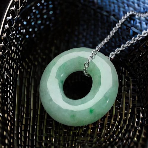 瓔珞珠寶盒 E.L.Jewelry Box 冰飄綠翡翠平安扣項鍊 | 天然緬甸玉翡翠A貨| 送禮
