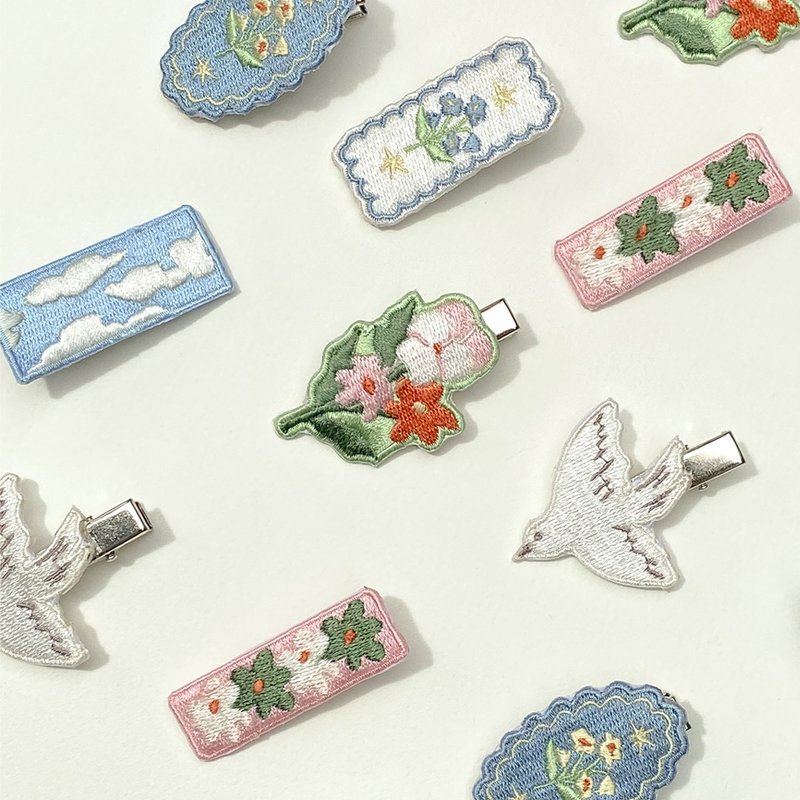 Embroidery Hair clips - 髮夾/鯊魚夾 - 繡線 多色