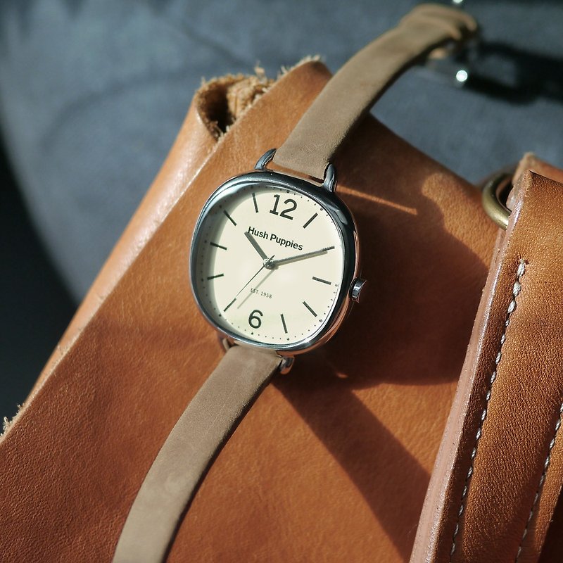 Hush Puppies | Three-hand Brown Leather Watch (HP3849) - Women's Watches - Stainless Steel Khaki