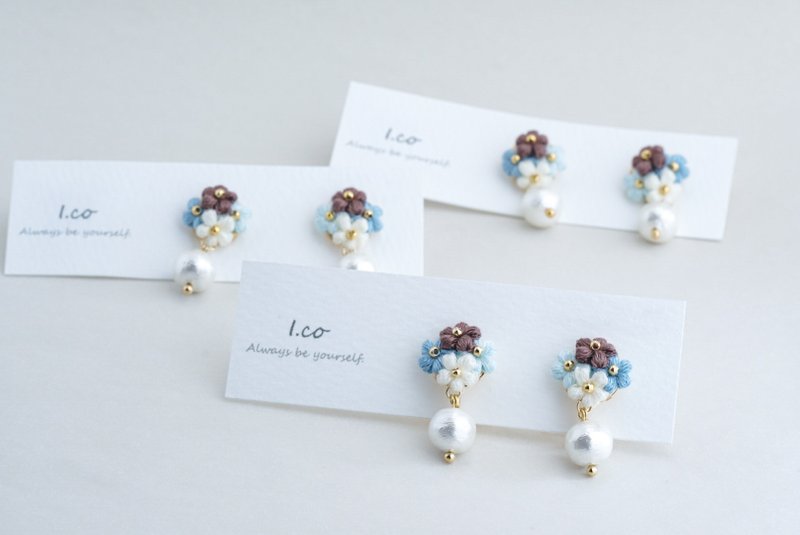 Embroidery thread crochet earrings - ต่างหู - งานปัก สีเขียว