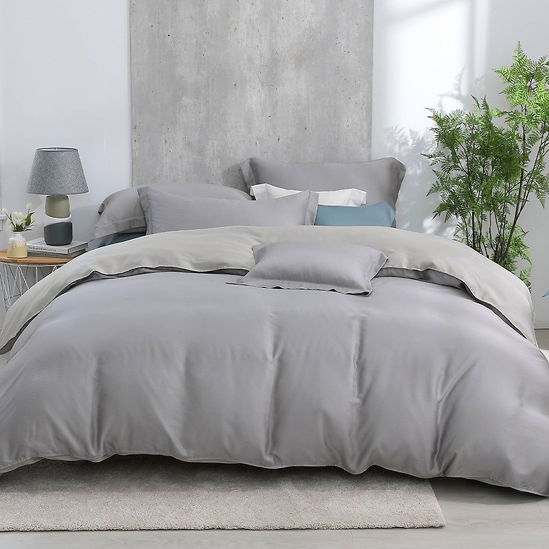 Hongyu 300 Woven Tencel Thin Quilt Cover Bed Bag Set Marshall (Double/Large/Extra Large) - เครื่องนอน - วัสดุอื่นๆ สีเทา