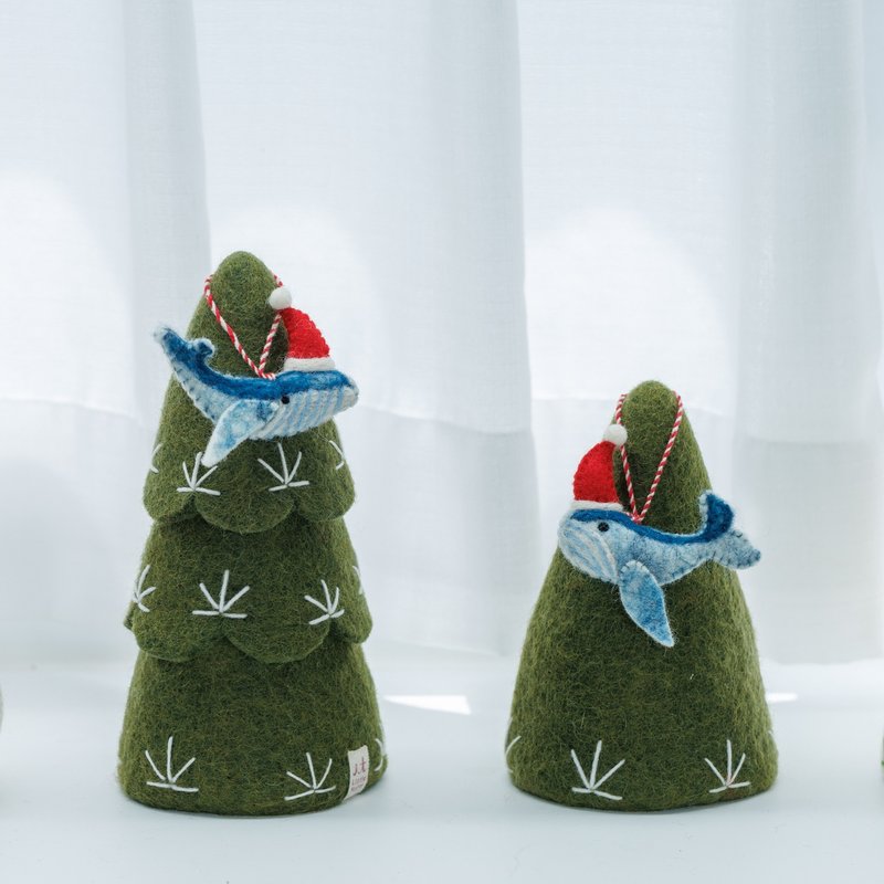 羊毛氈聖誕吊飾 聖誕藍鯨/大翅鯨 - 吊飾/掛飾 - 羊毛 藍色
