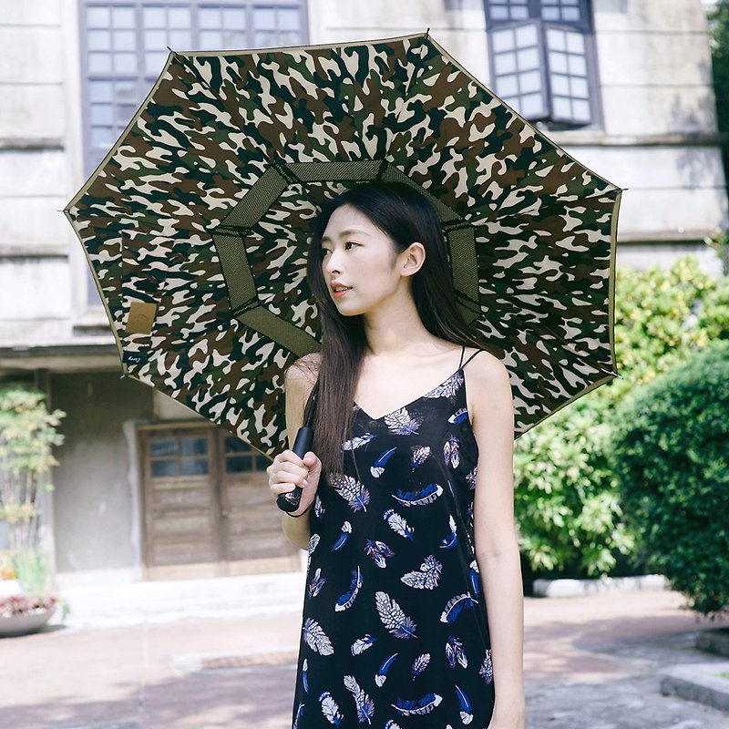 【Carry Umbrella】戰地迷彩反向傘(冒險者/21吋) - 雨傘/雨衣 - 防水材質 綠色
