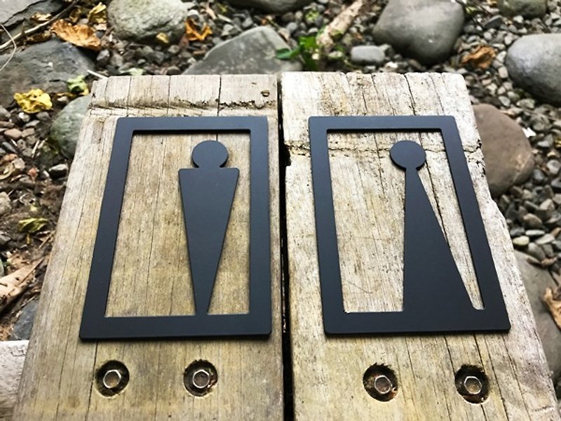 . Black models. Stainless Steel toilet signs with a sense of tranquility, dressing rooms, toilet tags, toilet signs; signs, made of 304 stainless steel - ตกแต่งผนัง - โลหะ สีดำ