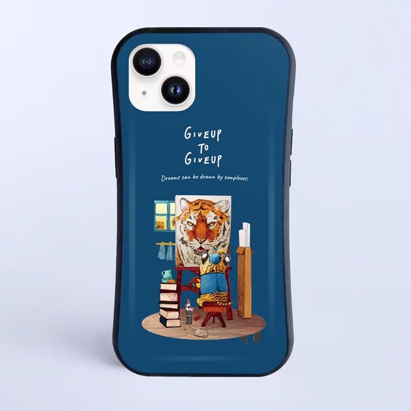 絵描きのトラ /耐衝撃グリップiPhoneケース - スマホケース・カバー - プラスチック ホワイト