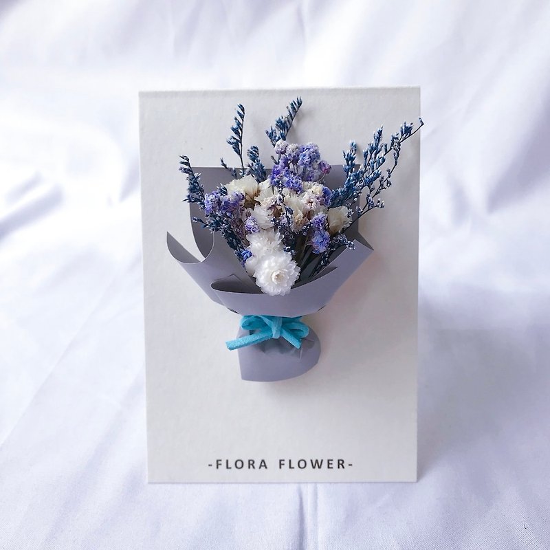 Flora Flower Dried Flower Card - Gray Blue - การ์ด/โปสการ์ด - พืช/ดอกไม้ สีเทา