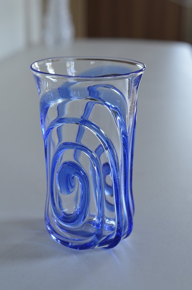 Swirl glass (blue - แก้ว - แก้ว สีน้ำเงิน