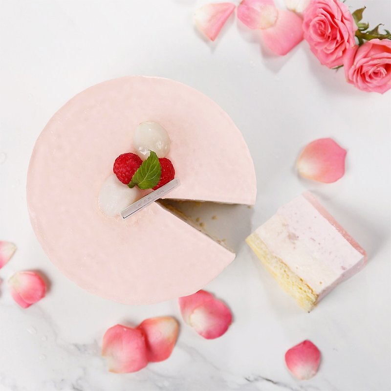 []ライチはLeFRUTA Langfuチーズ/ 6インチのバラ - ケーキ・デザート - 食材 ピンク