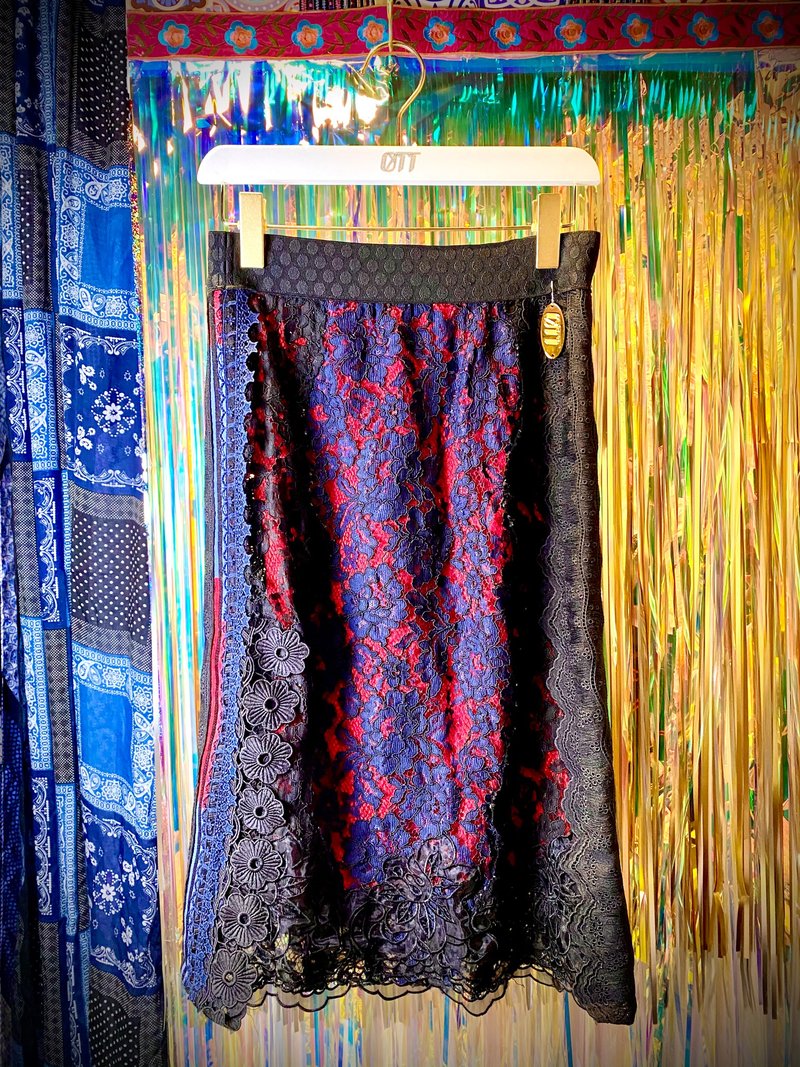 OTT獨一無二•Unique紅藍撞色管裙Red Blue Tube Skirt - 裙子/長裙 - 棉．麻 紅色