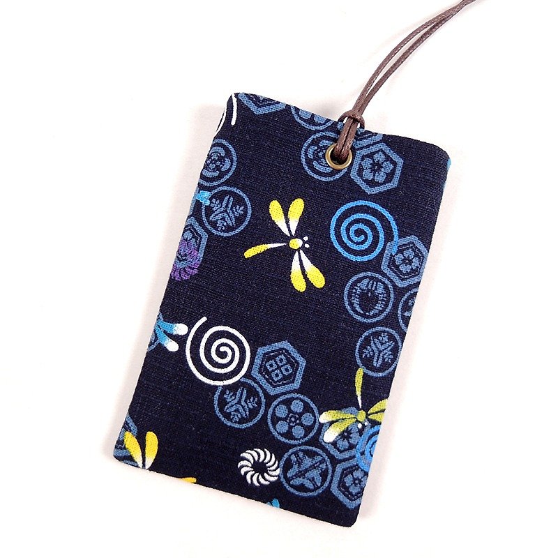 悠遊卡 證件套 名片卡套 -和風蜻蜓 - 行李牌 - 棉．麻 藍色