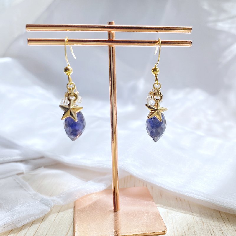 Iolite Clip-On that captures the night sky Earrings - Earrings & Clip-ons - Semi-Precious Stones Blue
