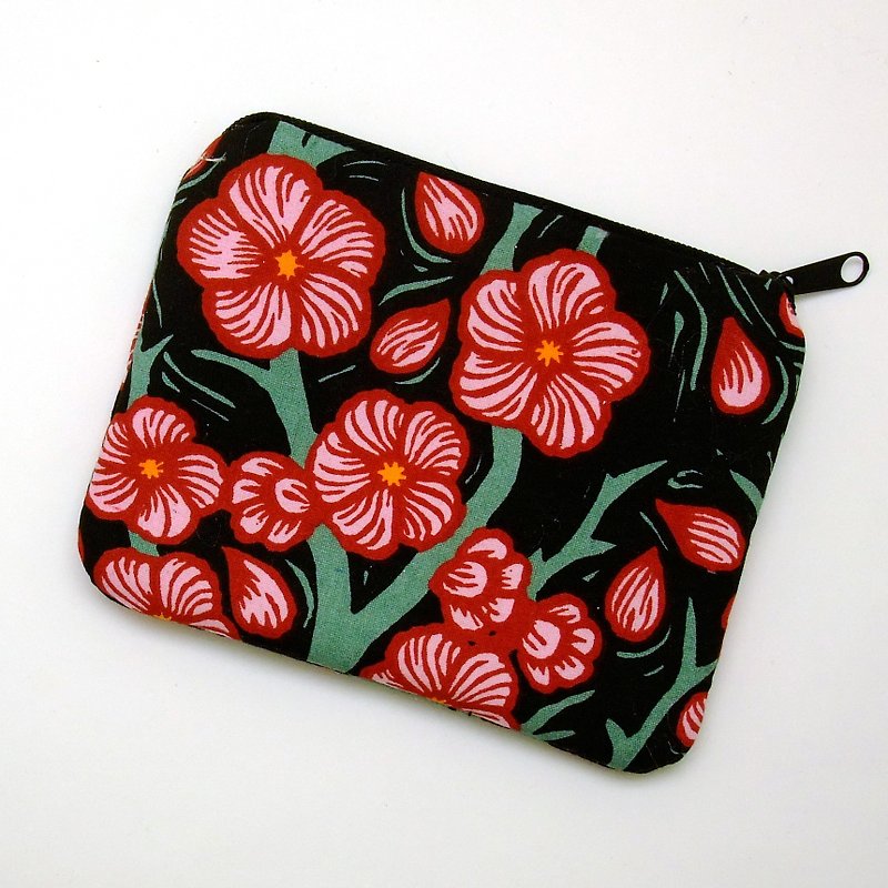 Zipper pouch / coin purse (padded) (ZS-171) - กระเป๋าใส่เหรียญ - ผ้าฝ้าย/ผ้าลินิน สีแดง