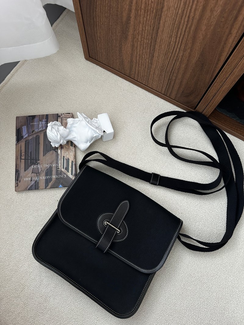中古包 Hermès 愛馬仕 布拼皮郵差包 - 手提包/手提袋 - 真皮 黑色