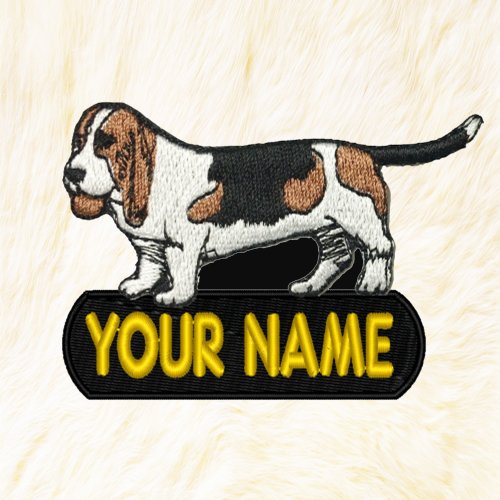 24PlanetsStudio Basset Hound Personalized Iron on Patch Your Name Your Text Buy 3 Get 1 Free