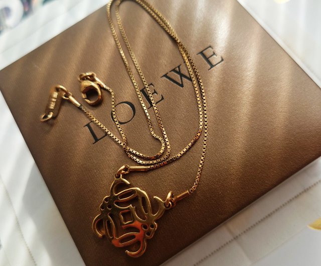 中古美品 箱付き ロエベ アナグラム スモールロゴ 鎖骨チェーン