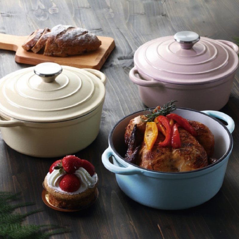 [Corning Tableware] Cast iron enamel pot 20CM (optional three colors) - กระทะ - วัสดุอื่นๆ หลากหลายสี