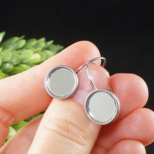 AGATIX Evil Eye Glass Mirror Silver Stainless Steel Protection Amulet Earrings Jewelry