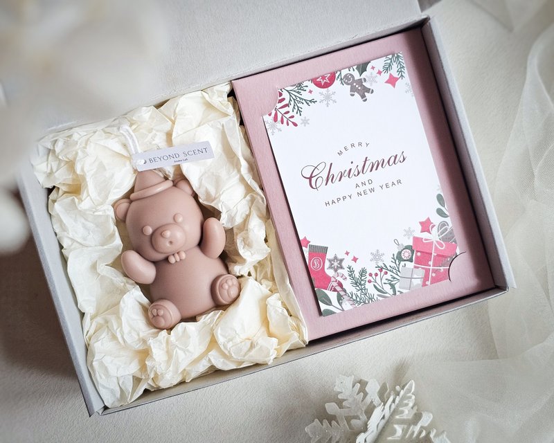 Hat Bear Scented Candle Gift Box - เทียน/เชิงเทียน - ขี้ผึ้ง สึชมพู