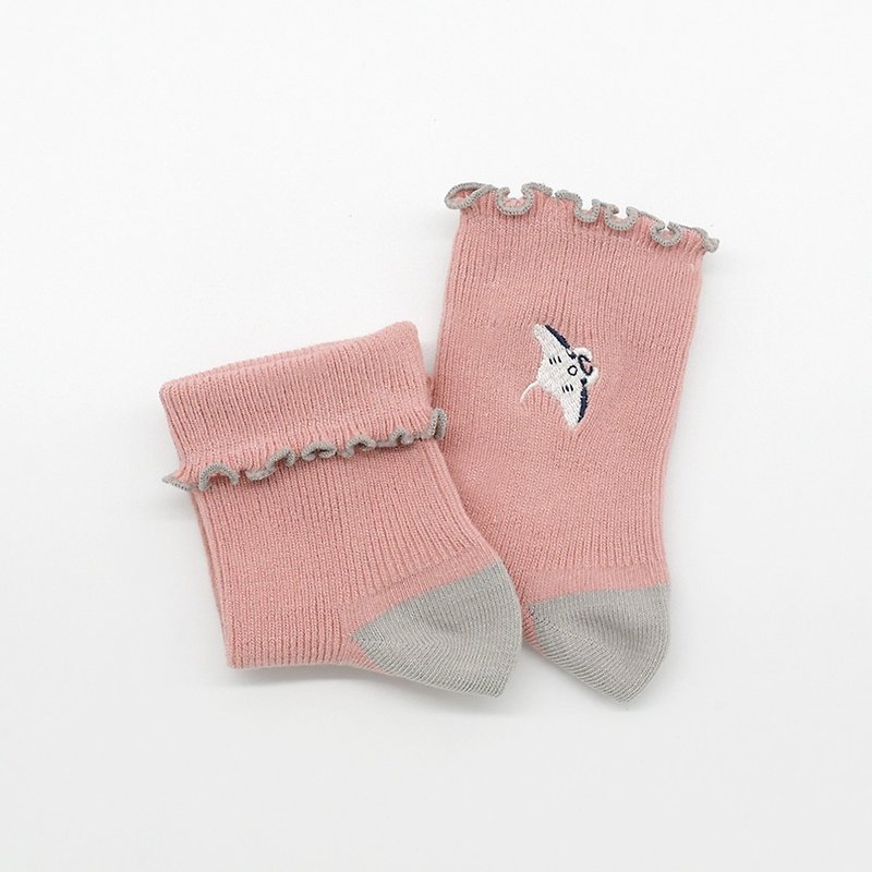 Antibacterial and deodorant lace reflex socks - stingray (pink) - ถุงเท้า - ผ้าฝ้าย/ผ้าลินิน สึชมพู