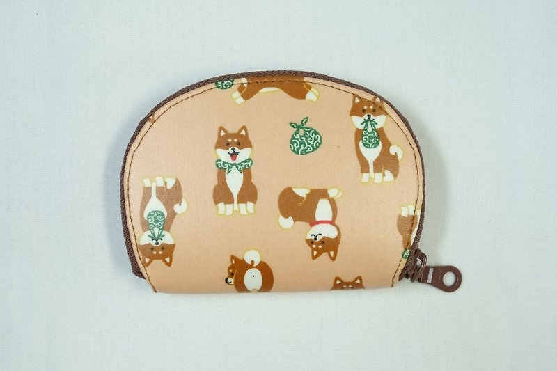 玩布手作。日本柴犬(粉橘) 防水布-零錢包 短夾 - 散紙包 - 防水材質 橘色