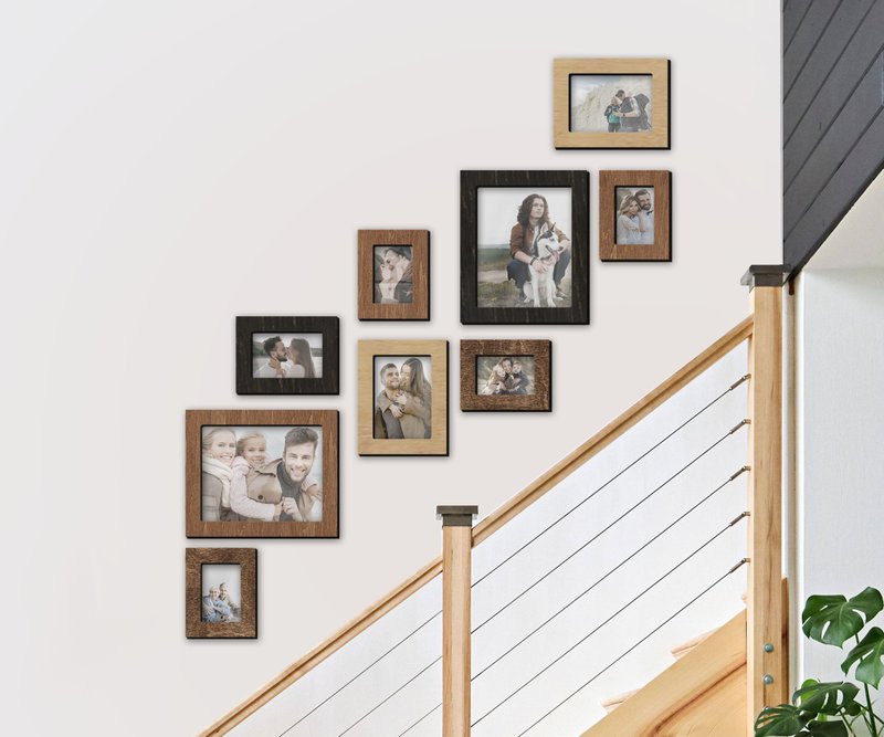 Photo frame with rounded edges Wooden picture frame Wall decor for living room - 相框/畫框 - 木頭 多色